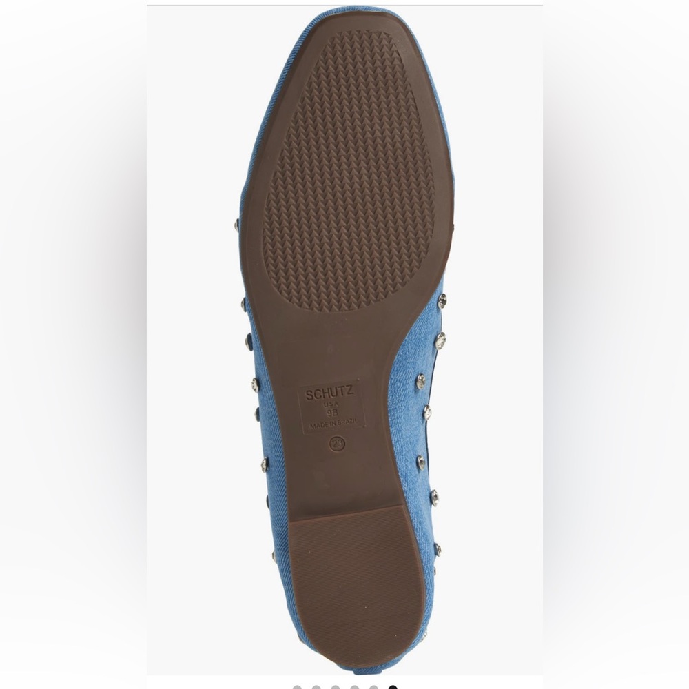 Schutz Arissa Rhinestone Flats Women’s Size 7B Azul Blue Slip-On Shoes NEW w box - Picture 4 of 10